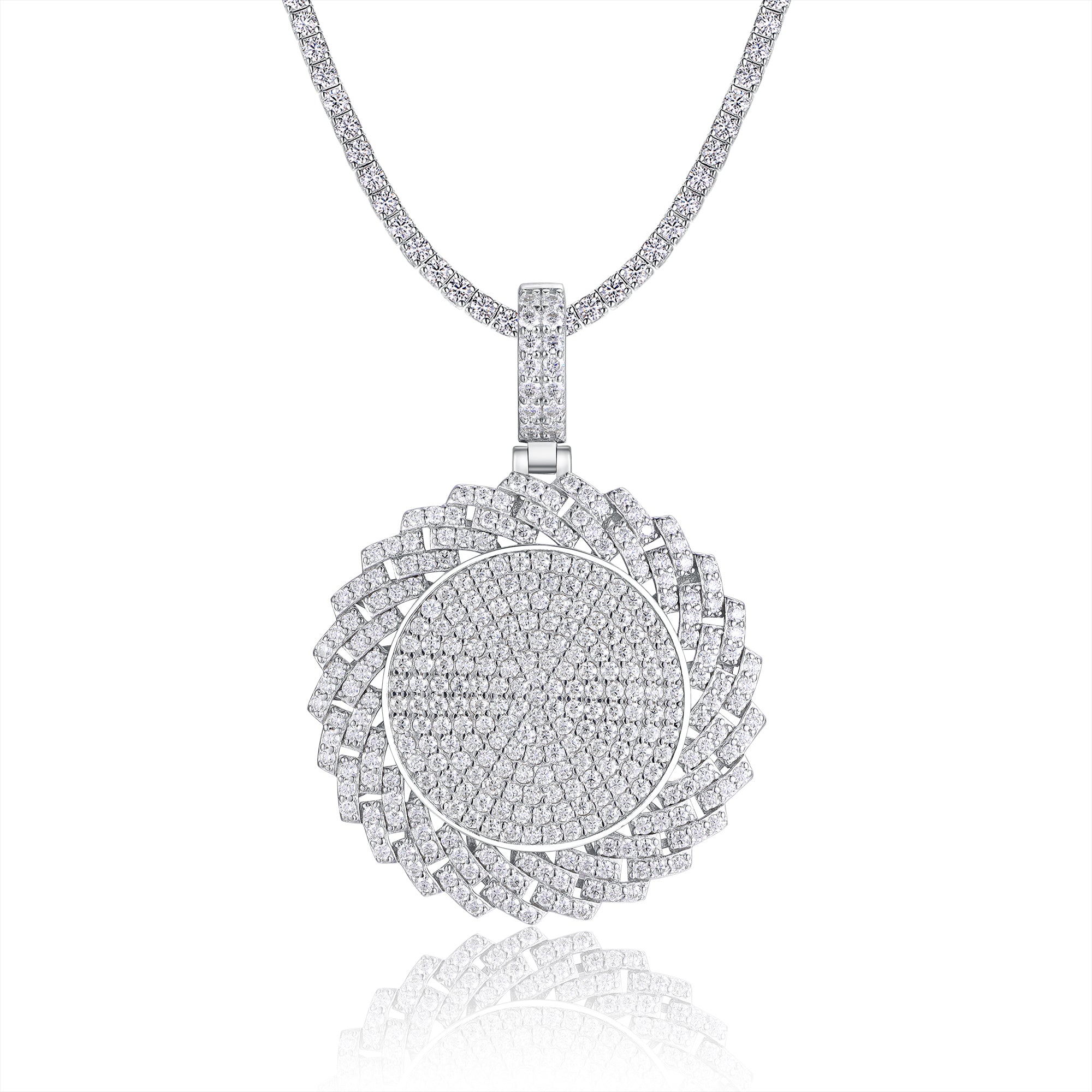 Star Encirclement - A Fashionable And Trendy Necklace Pendant Set With Top-quality Moissanite S925, Silver And Platinum-plated, Can Be Tested With A Diamond Pen.